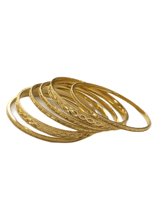 Gold Finish Bangles (Set of 6) - V 0320 SHR2009 - Prachy Creations