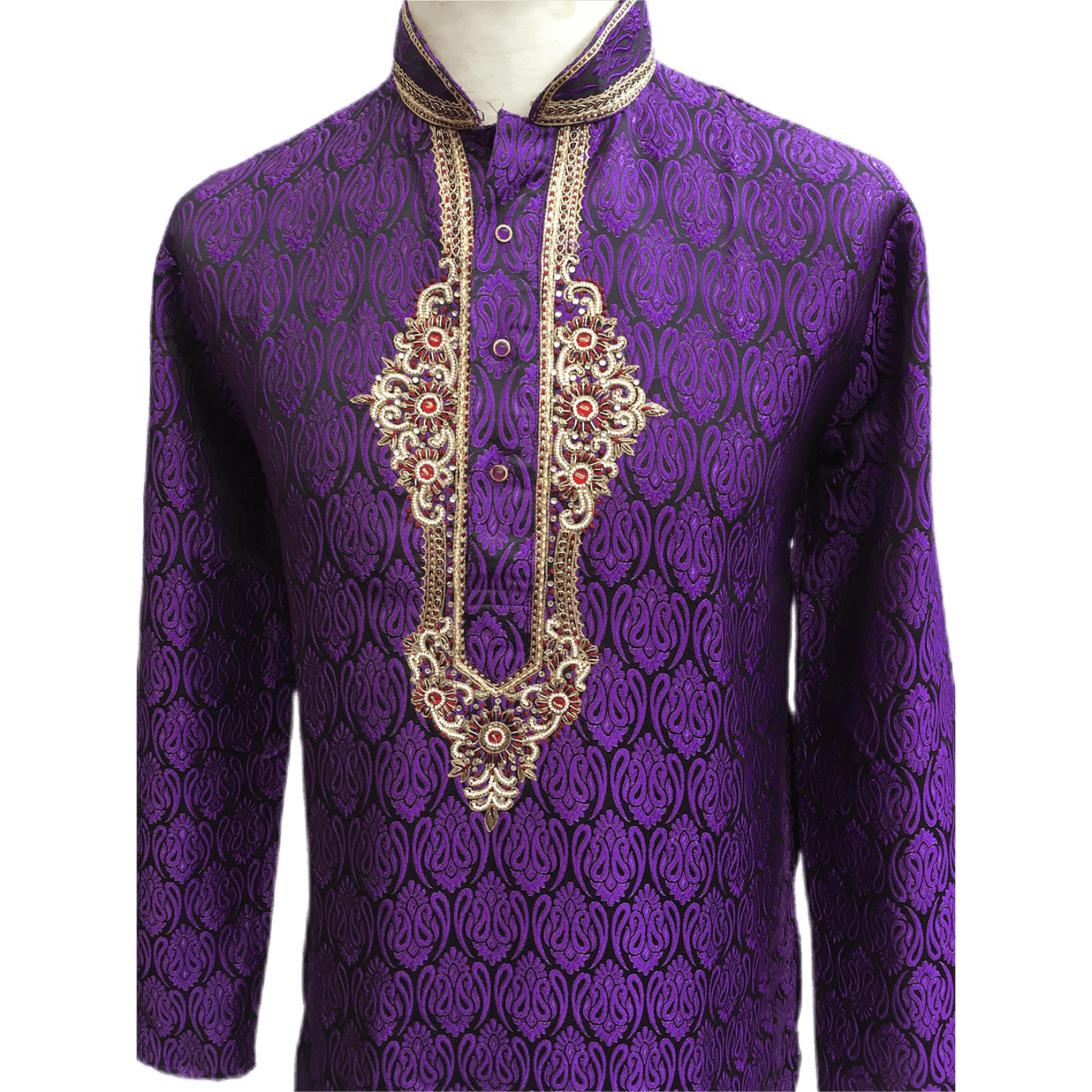 Mens Indian Kurta set in Purple, for weddings, Bollywood Party ( with Draw stringed trousers) - Fusion KA1219 - Prachy Creations