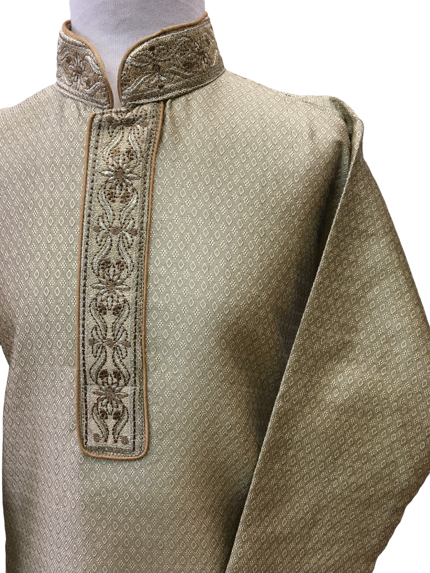Bollywood / Indian weddings - Boys Self Brocade Gold Kurta set - KCS2216 C 0322