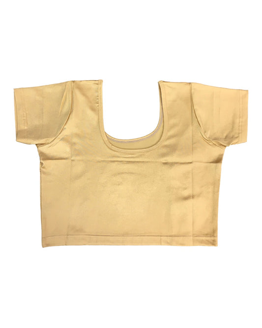 Short Sleeve Ladies Gold Lycra Saree Lehenga Blouse - Magic Saree Blouse - X Small to XXL - UK Stock V015