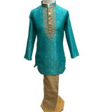 Boys Turquoise Blue Indian Churidar Set - Handloom Benarasi - Bollywood Party Weddings - CKB-VL1915 KT1219 - Prachy Creations