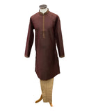 Dark Brown Handloom Mens Kurta Top & Smart Trousers - 24h Dispatch - FLAIR VY 0223