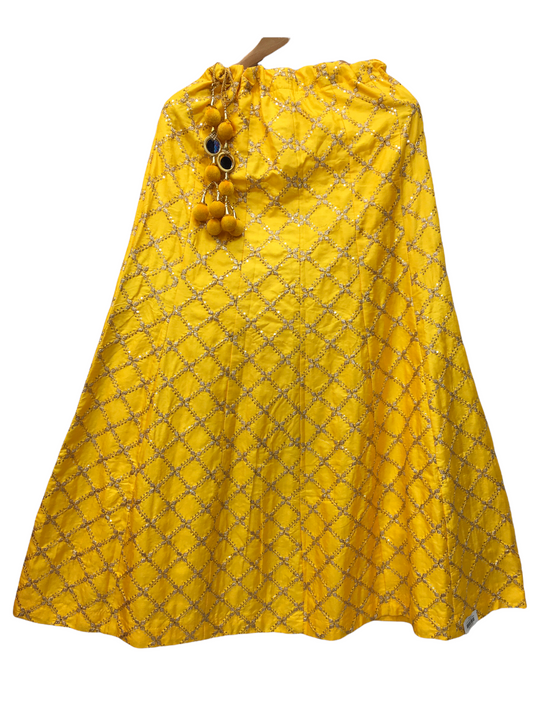 Yellow - Fully Embroidered Mirror Work Lehnga Skirt - Mix N Match - DCB2210 KP 0122