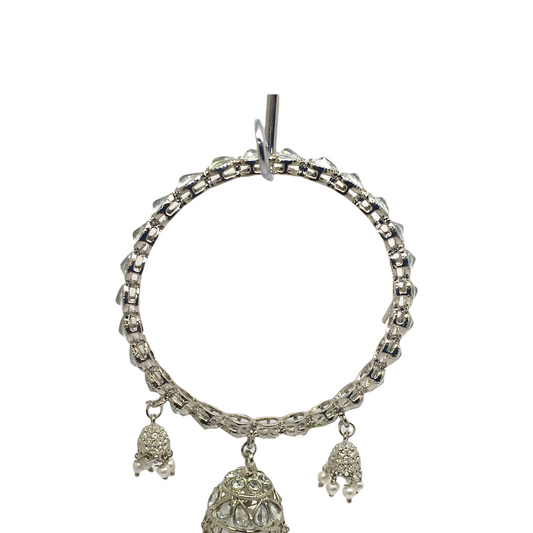 Reverse Stone Silver Finish Zhumki Bangles (Set of 2) - NBA87P 1221