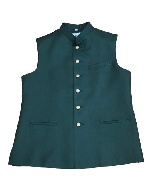 Green - Rich Jute Material Indian Mens Waistcoat - Bollywood - DM2304 KJ 1222