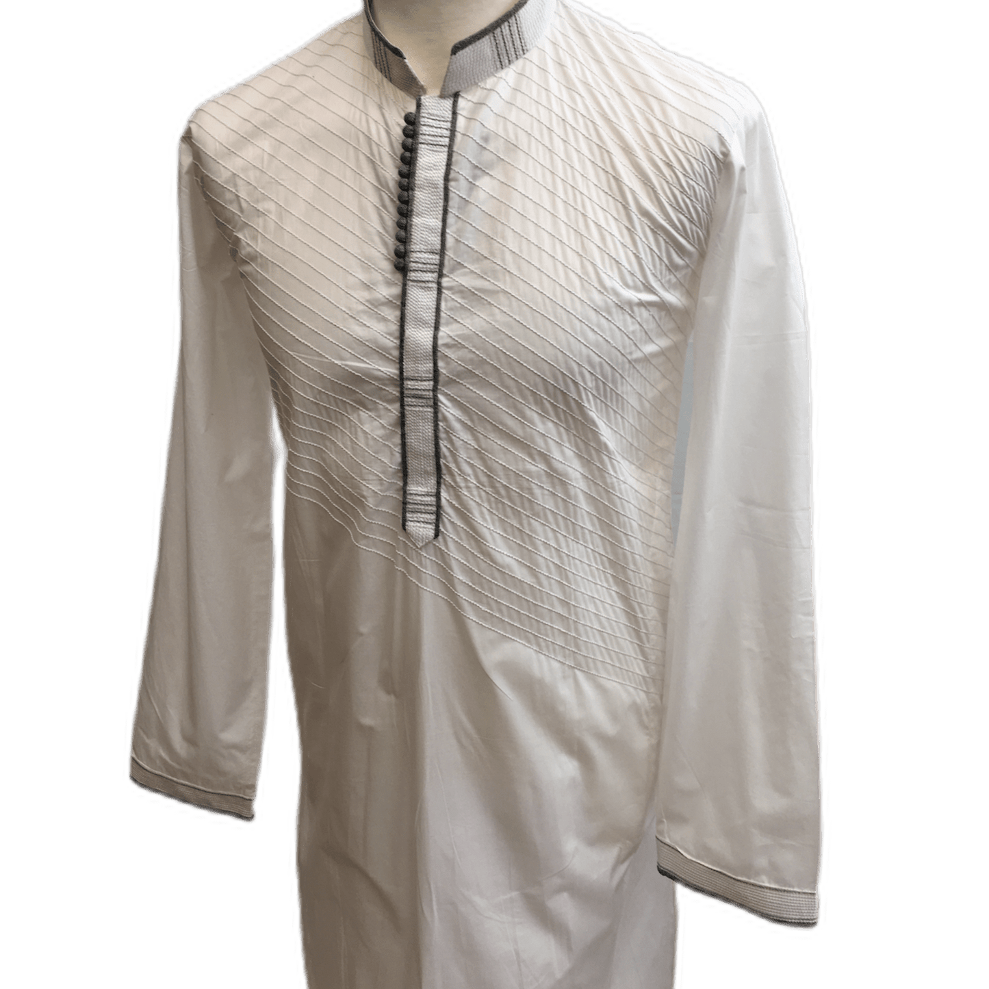 Mens Indian Kurta set in white Cotton, ( with Draw stringed trousers) - High KC1219 - Prachy Creations