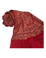 Red - Art Wool Handloom Woven Shawl - NTC2202 KY 1022