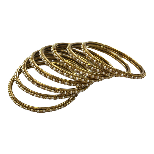 Set of 8 Pearl and Stone Bangles - 2.4, 2.6, 2.8 and 2.10 - AE2119Vp 0821