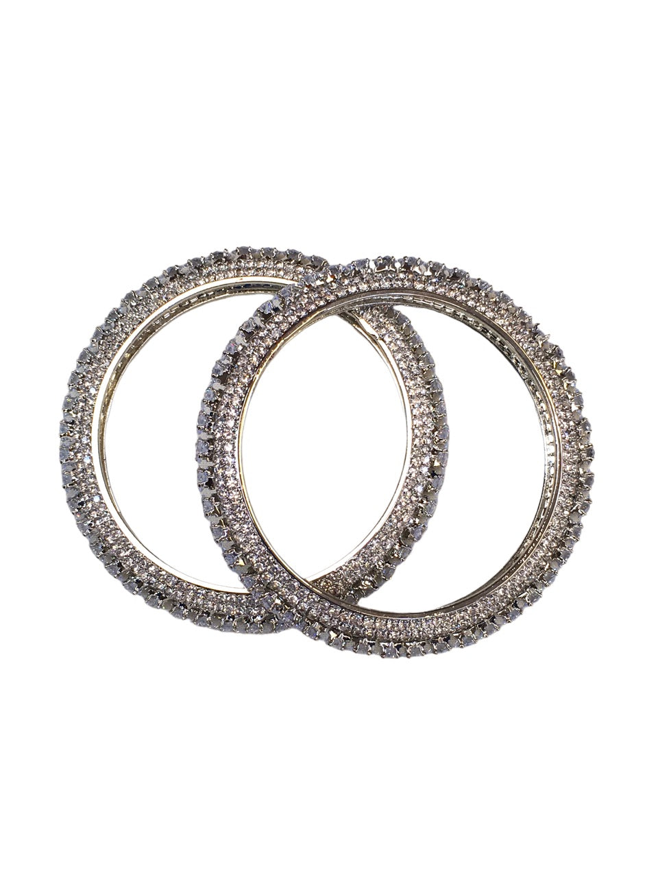 Silver Finish Reverse Choki Stone Bangles (Set of 2) - Mix N Match - D9240 A 1022