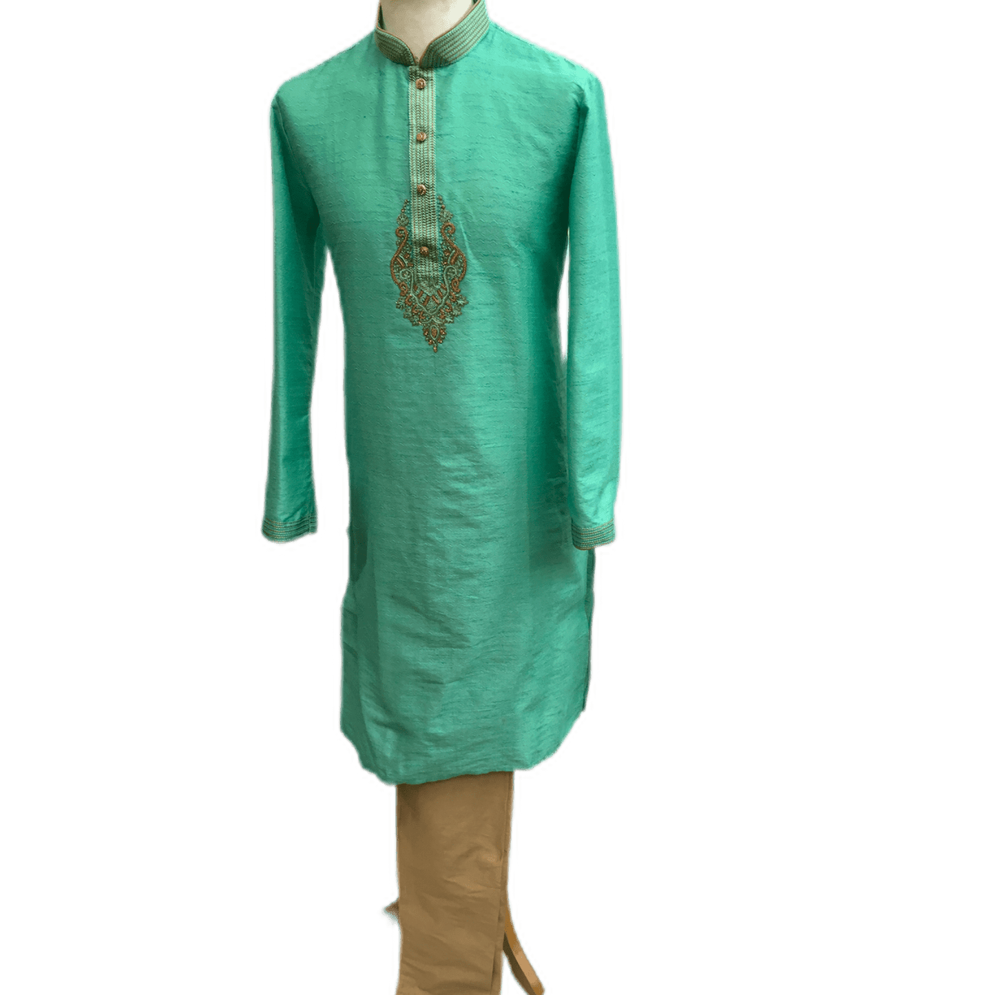 Mens Indian Kurta set in Sea Green, for weddings, Bollywood Party ( with Draw stringed trousers) - Innova VV1219 - Prachy Creations