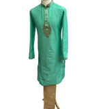 Mens Indian Kurta set in Sea Green, for weddings, Bollywood Party ( with Draw stringed trousers) - Innova VV1219 - Prachy Creations