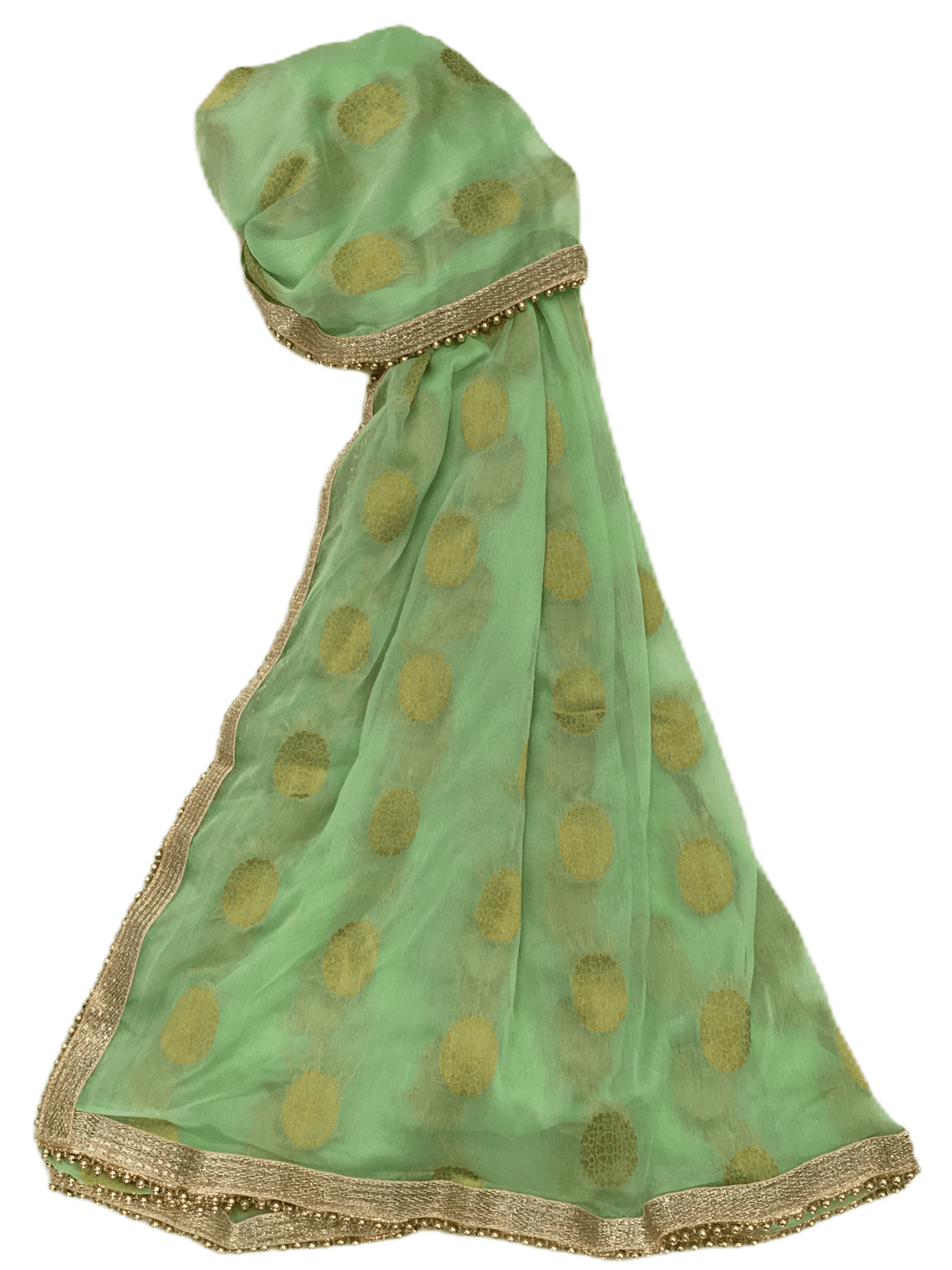 Benarasi Handloom Chiffon Dupatta with Beaded Border - Mix N Match - KAM2003 Rp0320 - Prachy Creations