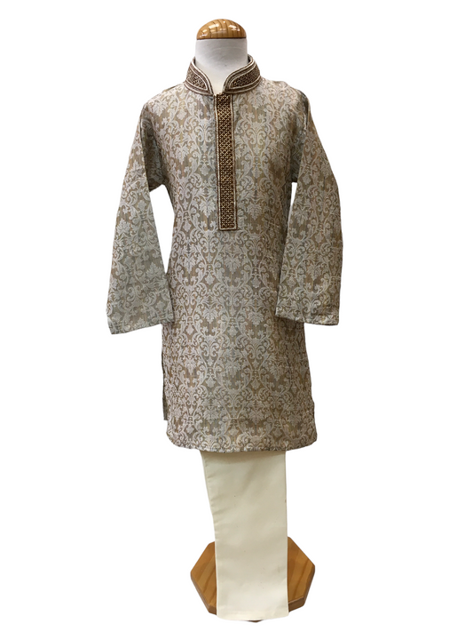 Bollywood / Indian weddings - Boys Antique Gold Brocade Gold Kurta set - KCS2215 Rp 0322