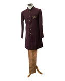 Wine Soft Sherwani Style Mens Kurta Set - UK Stock - 24h Dispatch - OMNI TV 0223