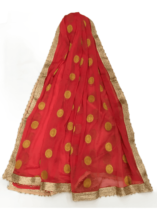 Benarasi Handloom Chiffon Dupatta with Beaded Border - Mix N Match - KAM2003 Rp0320 - Prachy Creations