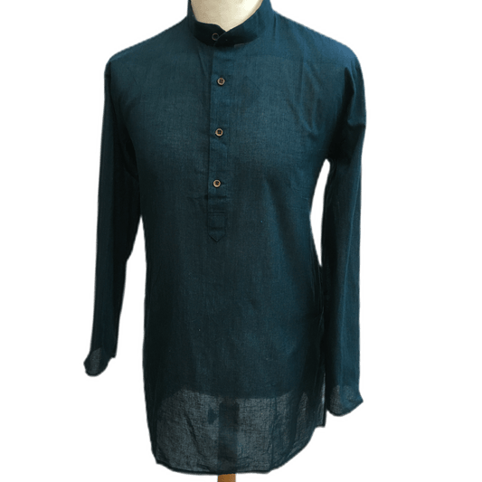 Mens Indian Dhoti Kurta Top in Teal, Thigh Length, for weddings, Bollywood Party - Alamgir R1219 - Prachy Creations