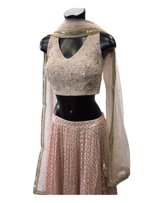 Baby Pink Ready Made Lehenga Set - UK Stock - 24h Dispatch - ZC2301 HY 0323