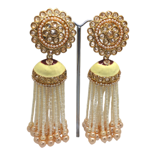 Pearl - Rajasthani Jadtar Meenakari Handmade Earrings - LAJ2086J 1221