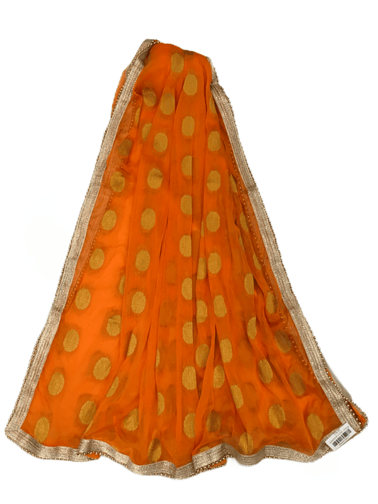 Benarasi Handloom Chiffon Dupatta with Beaded Border - Mix N Match - KAM2003 Rp0320 - Prachy Creations