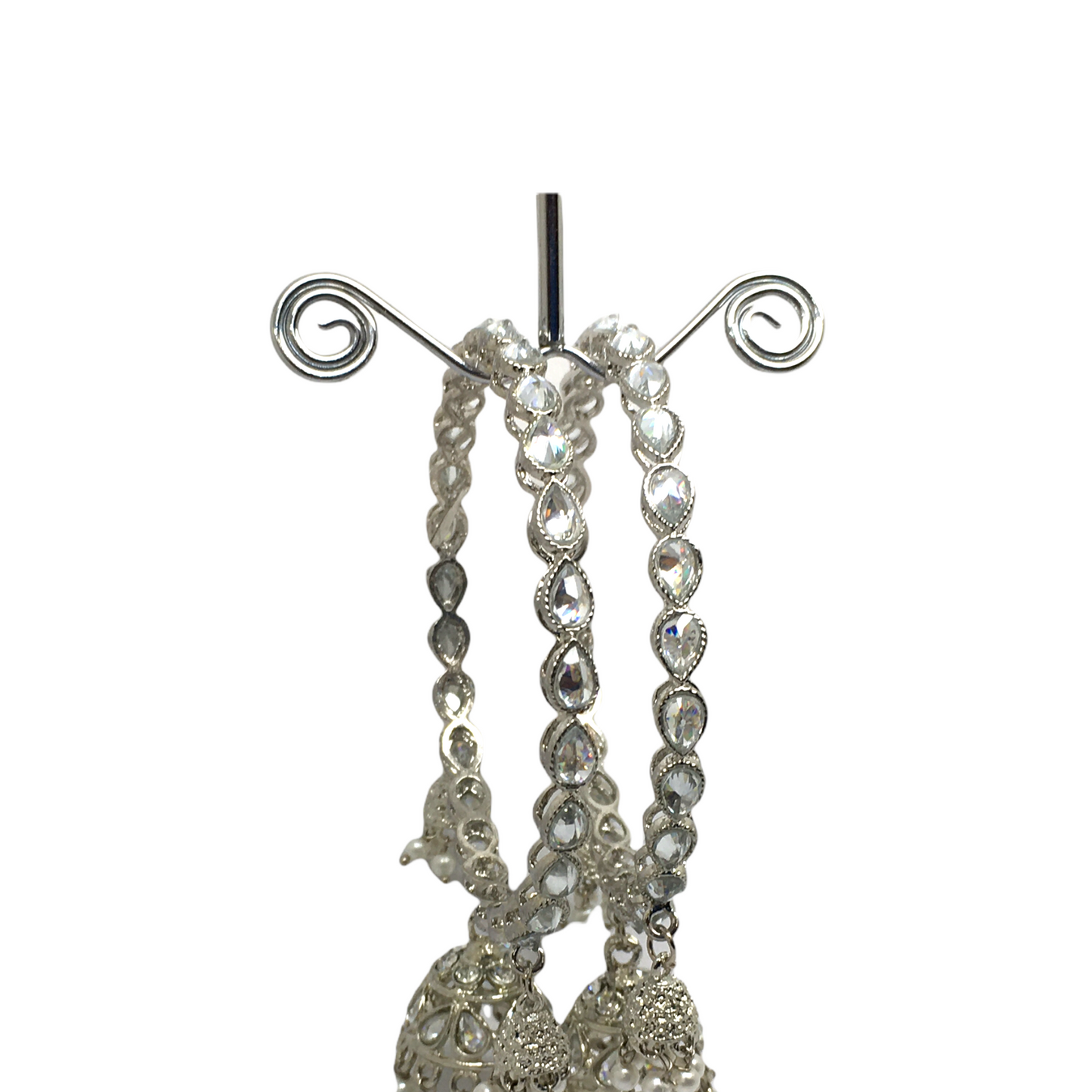 Reverse Stone Silver Finish Zhumki Bangles (Set of 2) - NBA87P 1221
