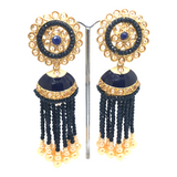 Navy Blue - Rajasthani Jadtar Meenakari Handmade Earrings - LAJ2086J 1221