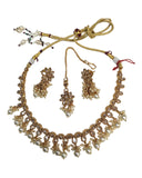 Pearl / Neutral - Medium Size Necklace Set with Earrings - SLV07H 0822
