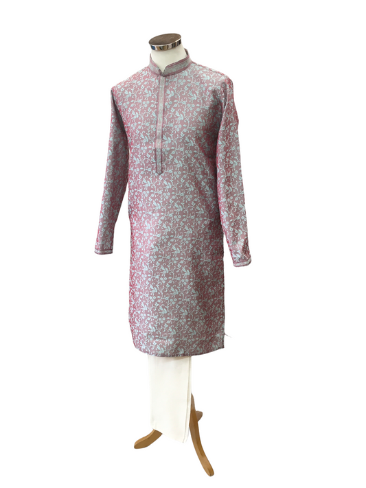 Mens Indian Kurta Set - Handloom Brocade - Multi Coloured - SEN2209 KC0422