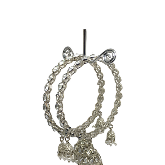 Reverse Stone Silver Finish Zhumki Bangles (Set of 2) - NBA87P 1221