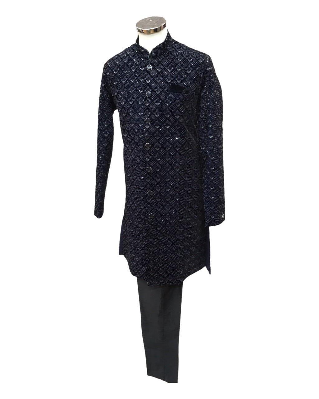 Black Fully Embroidered Sherwani Set - UK Stock - 24h Dispatch - Verna JA 0223