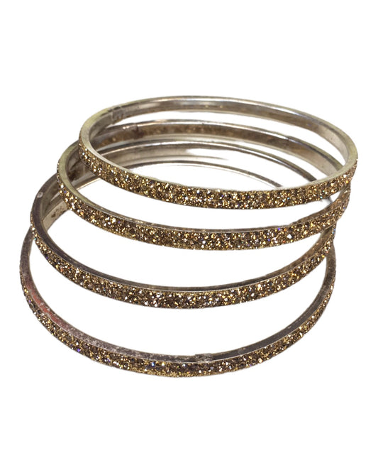 Set of 4 Antique Gold Stone Bangles - Bollywood, Weddings 2Line T 1022