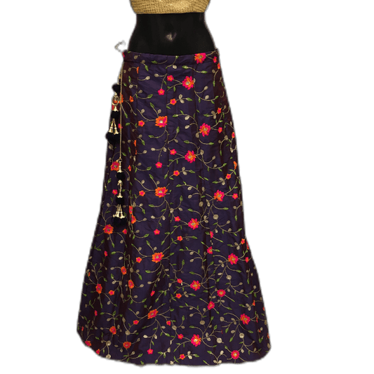 Wine Purple Silky Fully Embroidered Lehnga Skirt only - Mix N Match - DCB1923 KR1119 - Prachy Creations