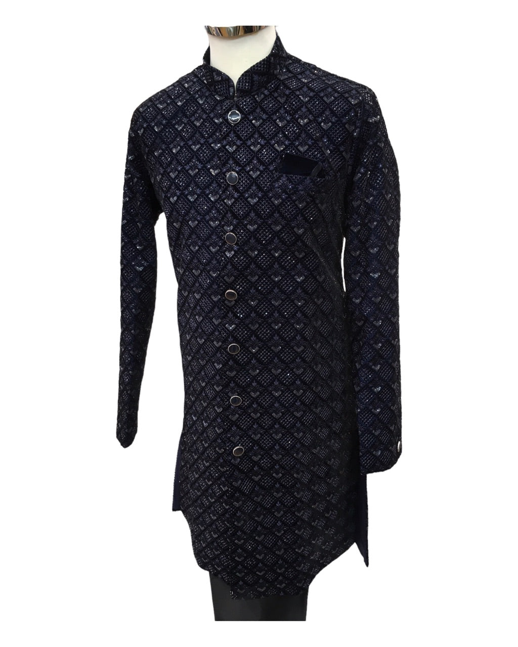 Black Fully Embroidered Sherwani Set - UK Stock - 24h Dispatch - Verna JA 0223