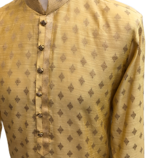 Mens Indian Kurta set in Cream / Gold, for weddings, Bollywood Party ( with Draw stringed trousers) - Innova VY1219 - Prachy Creations