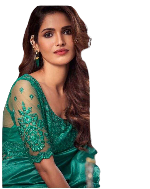 Designer Turquoise Green Saree with Embroidered Contrast Ready Blouse - ANM3114 TC0122