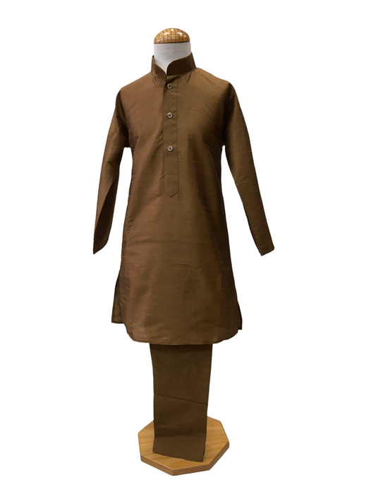Bollywood / Indian weddings - Boys Antique Gold Brocade Waistcoat and Gold Kurta set - KCS2213H 0322