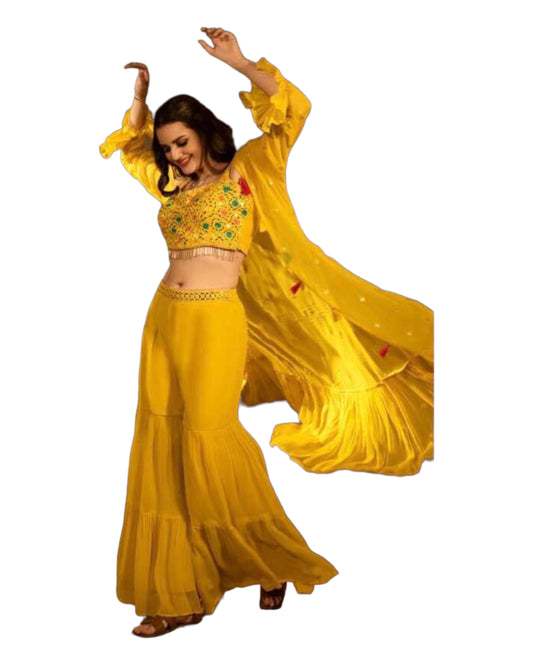 SALE - Mustard Yellow - Ready Made Sharara Set - UK Stock - 24h Dispatch - SHV1003 TC 0922