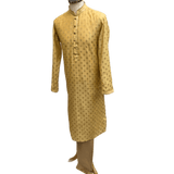 Mens Indian Kurta set in Cream / Gold, for weddings, Bollywood Party ( with Draw stringed trousers) - Innova VY1219 - Prachy Creations