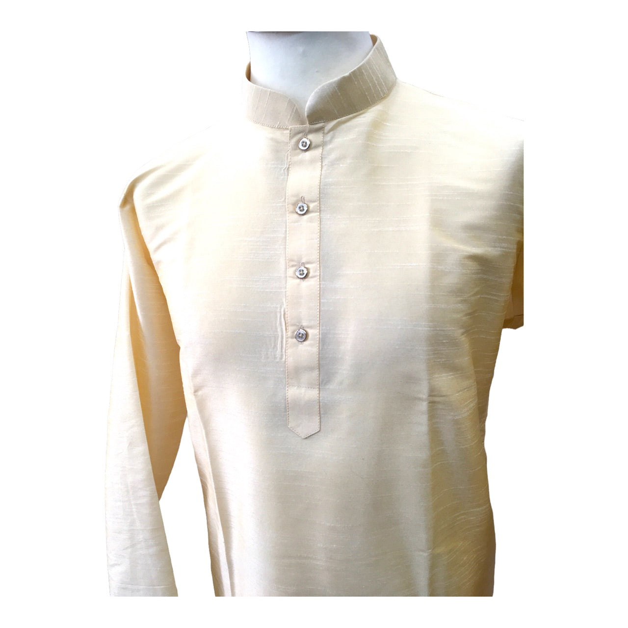 Cream - Mens Plain Silky Kurta Set - Ideal under a Waistcoat - KCS2211 KK 0322