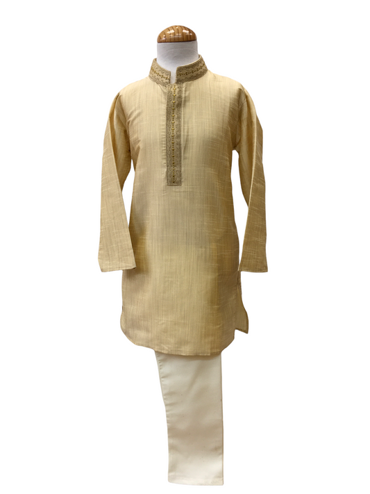 Bollywood / Indian weddings - Boys Silky Cream Kurta set - KCS2214 R 0322