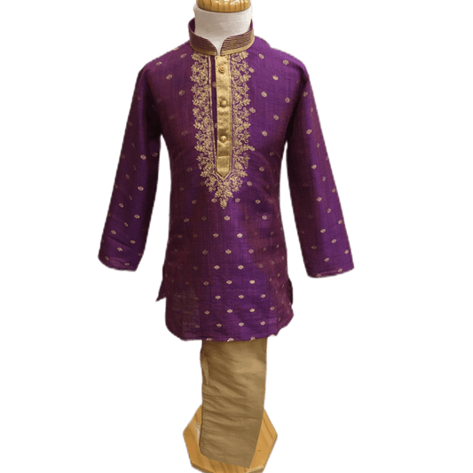 Boys Purple Indian Churidar Set - Handloom Benarasi - Bollywood Party Weddings - CKB-VL1913 KT1209 - Prachy Creations