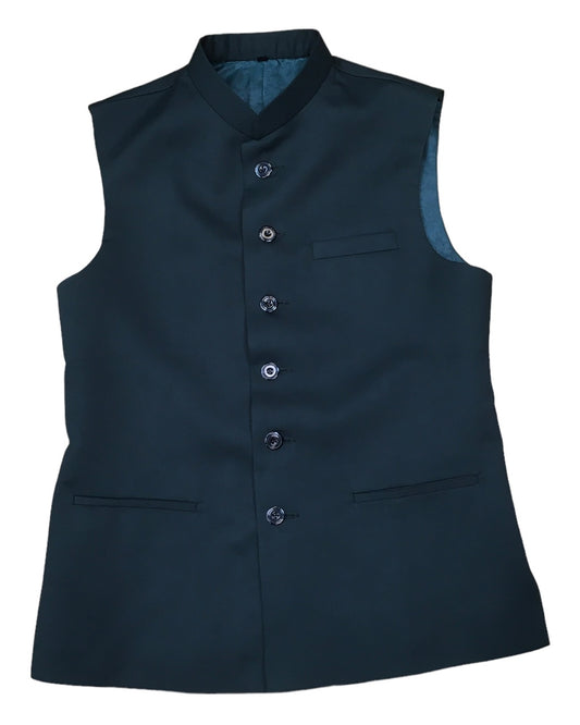 Bottle Green - Rich Suiting Material Indian Mens Waistcoat - Bollywood - DM2302 KJ 1222