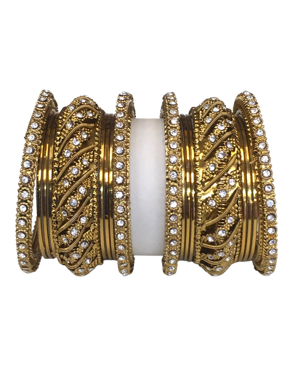 Set of 18 Antique Gold Finish Bangles Set - Bollywood, Weddings D5017 P 1022