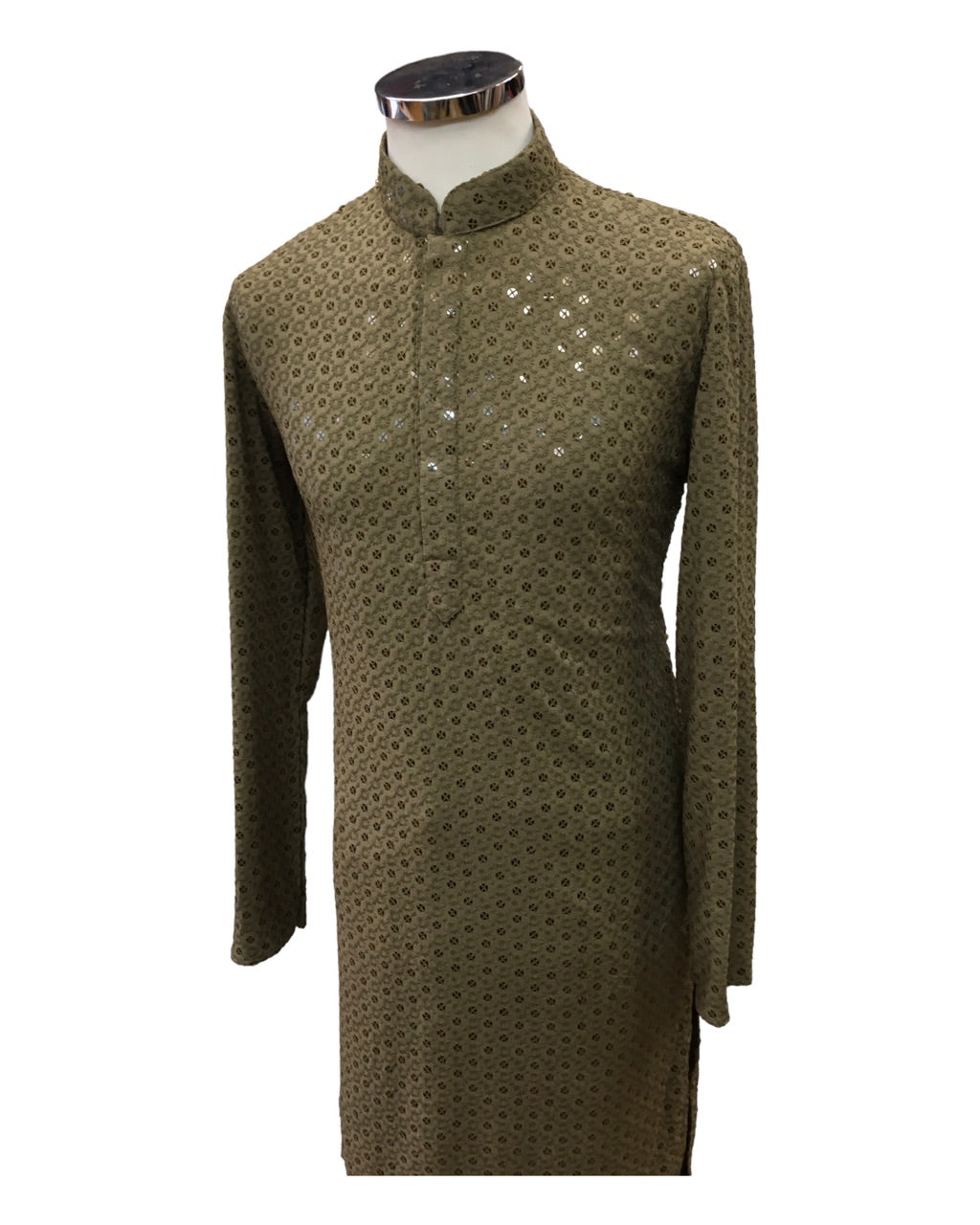 Khaki Brown Lucknowi Mens Kurta Set - UK Stock - 24h Dispatch - MAHARAV VA 0223