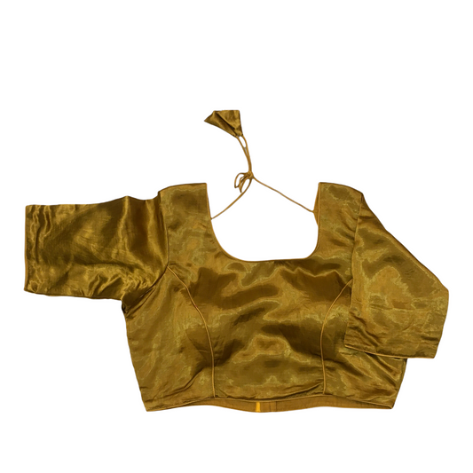 Antique Gold Gaji Silk Saree blouse - 42" Bust - UK 16 - Back Fasten - AF2114 A0921