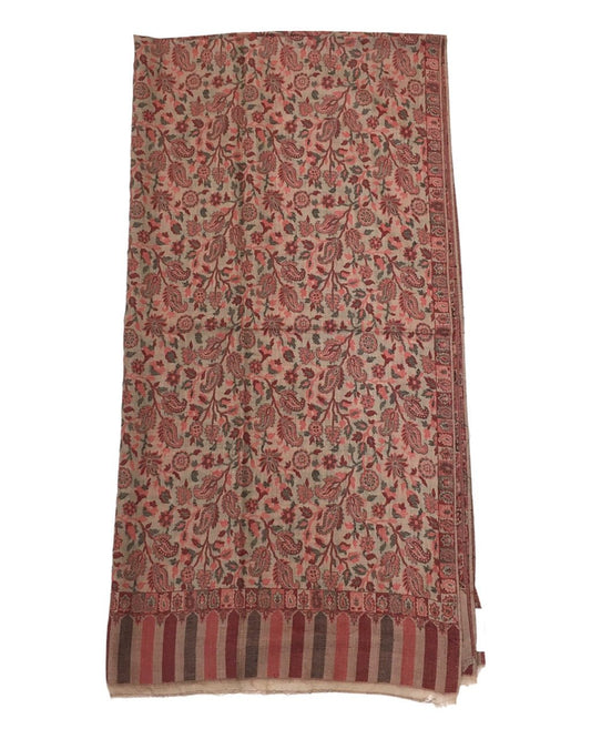 Light Brown - Fine Wool Jamdani Handloom Woven Shawl - NTC2211 VY 1022 - Prachy Creations