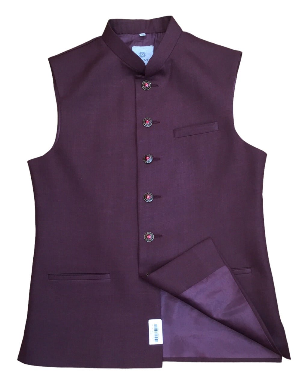 Maroon - Rich Jute Material Indian Mens Waistcoat - Bollywood - DM2305 KJ 1222 - Prachy Creations