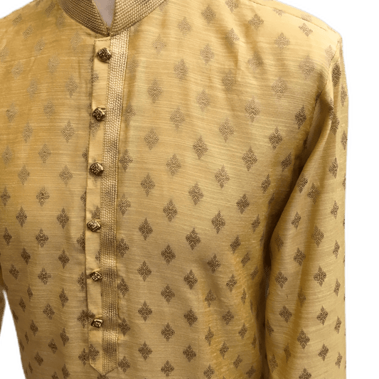 Mens Indian Kurta set in Cream / Gold, for weddings, Bollywood Party ( with Draw stringed trousers) - Innova VY1219 - Prachy Creations