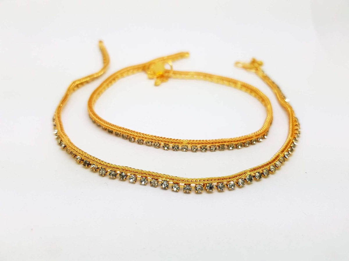 Pair of Ankle Chain / Payal / Pazeb - Fashion Jewellery - Bollywood - Weddings - PYL1803V 0918 - Prachy Creations