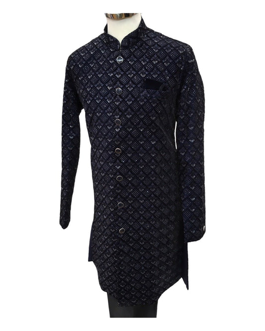 SALE ! Black Fully Embroidered Sherwani Set - UK Stock - 24h Dispatch - Verna JA 0223 - Prachy Creations