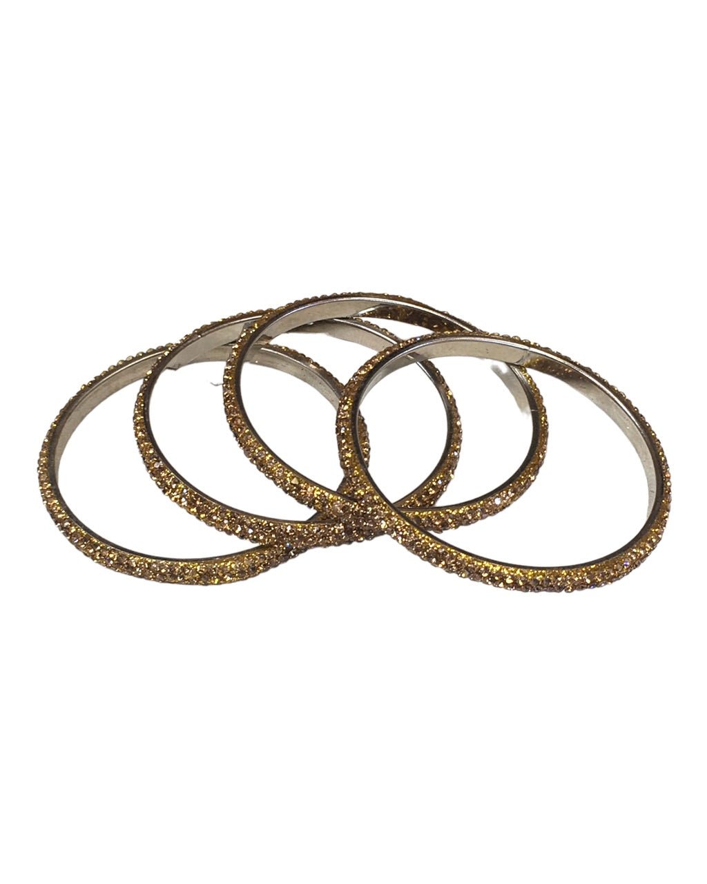 Set of 4 Antique Gold Stone Bangles Set - Bollywood, Weddings 3Line T 1022 - Prachy Creations